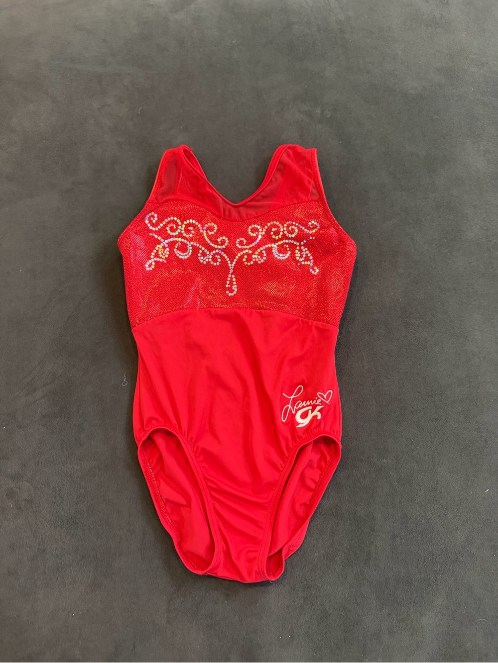 GK Red Girls Sparkling Accent Gymnastics Leotard